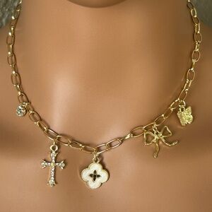 Gold Charm Necklace With Beautiful Accents